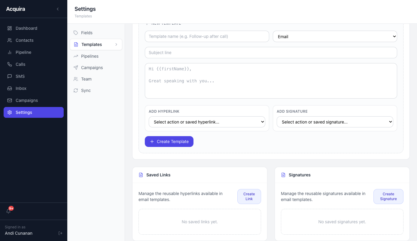 Templates block screenshot